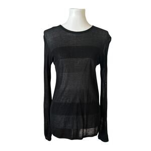 Alexander Wang T Sheer Black Knit Top – Relaxed Fit Long Sleeve, XS